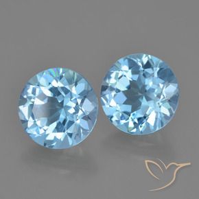 Gemme di Topazio Blu svizzero naturale da 4.72 ct, Rotondo, VS
