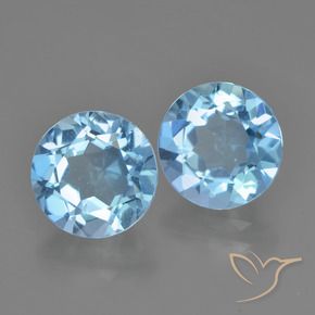 Gemme di Topazio Celeste naturale da 4.55 ct, Rotondo, VS