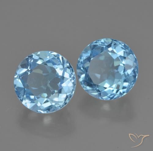 Gemme di Topazio Blu svizzero naturale da 4.96 ct, Rotondo, VS