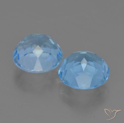 Gemme di Topazio Blu svizzero naturale da 4.96 ct, Rotondo, VS