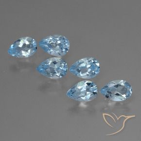 Gemme di Topazio Blu svizzero naturale da 3.06 ct, Forma a pera, VS