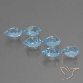 Gemme di Topazio Blu svizzero naturale da 3.46 ct, Forma a pera, VVS-VS