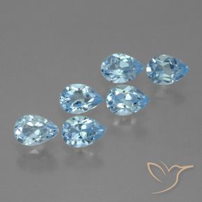Gemme di Topazio Celeste naturale da 3.38 ct, Forma a pera, VS