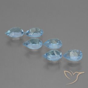Gemme di Topazio Celeste naturale da 3.38 ct, Forma a pera, VS