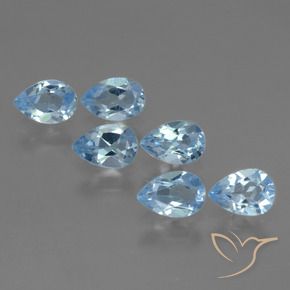 Gemme di Topazio Celeste naturale da 3.22 ct, Forma a pera, VS