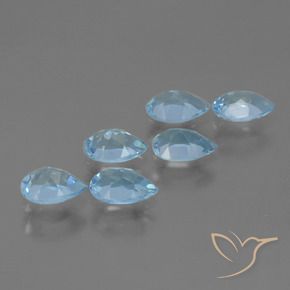 Gemme di Topazio Celeste naturale da 3.22 ct, Forma a pera, VS