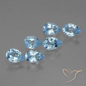 Gemme di Topazio Blu svizzero naturale da 3.05 ct, Forma a pera, VS