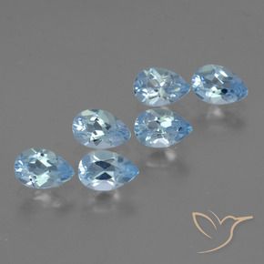Gemme di Topazio Celeste naturale da 3.10 ct, Forma a pera, VS