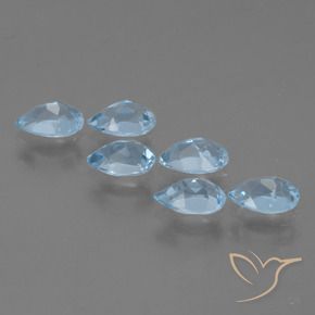 Gemme di Topazio Celeste naturale da 3.10 ct, Forma a pera, VS