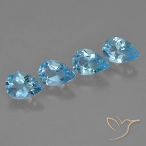 Gemme di Topazio Blu svizzero naturale da 3.20 ct, Forma a pera, VVS-VS