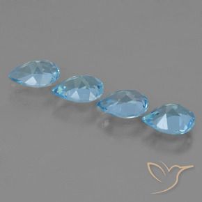 Gemme di Topazio Blu svizzero naturale da 3.20 ct, Forma a pera, VVS-VS