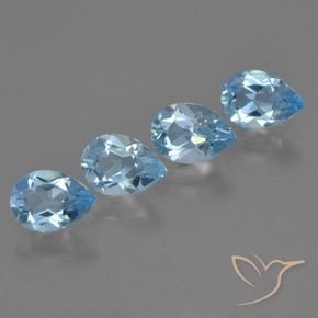 Gemme di Topazio Blu svizzero naturale da 2.96 ct, Forma a pera, VVS-VS
