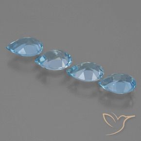 Gemme di Topazio Blu svizzero naturale da 2.96 ct, Forma a pera, VVS-VS