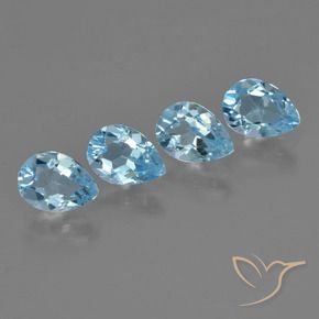 Gemme di Topazio Celeste naturale da 3.30 ct, Forma a pera, VVS-VS