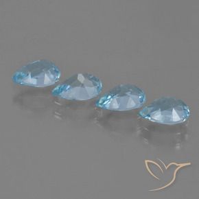 Gemme di Topazio Celeste naturale da 3.30 ct, Forma a pera, VVS-VS