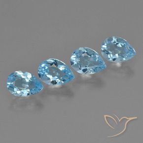 Gemme di Topazio Blu svizzero naturale da 3.31 ct, Forma a pera, VVS-VS