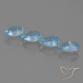 Gemme di Topazio Blu svizzero naturale da 3.31 ct, Forma a pera, VVS-VS