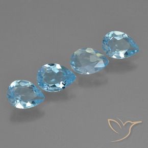 Gemme di Topazio Blu svizzero naturale da 2.50 ct, Forma a pera, VS
