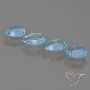 Gemme di Topazio Blu svizzero naturale da 2.50 ct, Forma a pera, VS