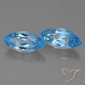 Gemme di Topazio Blu svizzero naturale da 7.66 ct, Taglio marquise, VVS