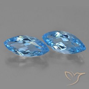 Gemme di Topazio Blu svizzero naturale da 7.27 ct, Taglio marquise, VVS