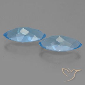Gemme di Topazio Blu svizzero naturale da 7.27 ct, Taglio marquise, VVS