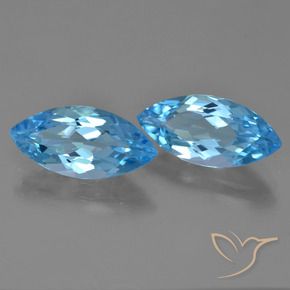 Gemme di Topazio Blu svizzero naturale da 7.34 ct, Taglio marquise, VVS