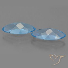 Gemme di Topazio Blu svizzero naturale da 7.34 ct, Taglio marquise, VVS
