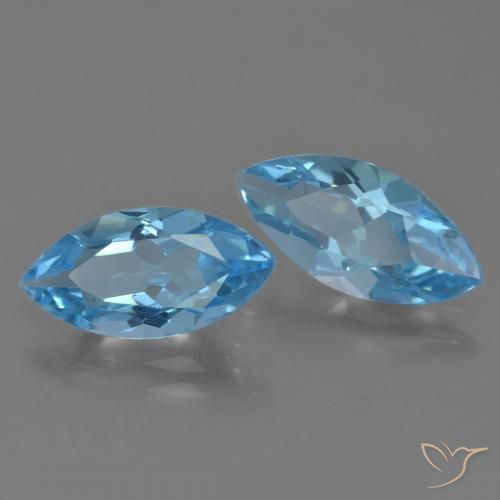 Gemme di Topazio Blu svizzero naturale da 6.41 ct, Taglio marquise, VVS