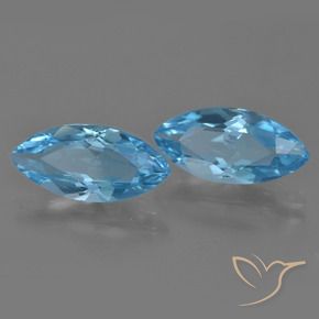Gemme di Topazio Blu svizzero naturale da 7.12 ct, Taglio marquise, VVS