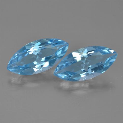 Gemme di Topazio Blu svizzero naturale da 7.03 ct, Taglio marquise, VVS-VS