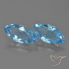 Gemme di Topazio Celeste naturale da 6.44 ct, Taglio marquise, VVS