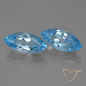 Gemme di Topazio Blu svizzero naturale da 7.67 ct, Taglio marquise, VVS-VS
