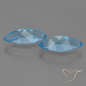 Gemme di Topazio Blu svizzero naturale da 7.67 ct, Taglio marquise, VVS-VS