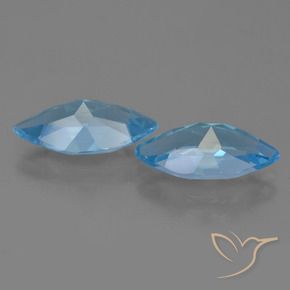 Gemme di Topazio Celeste naturale da 6.90 ct, Taglio marquise, VVS-VS