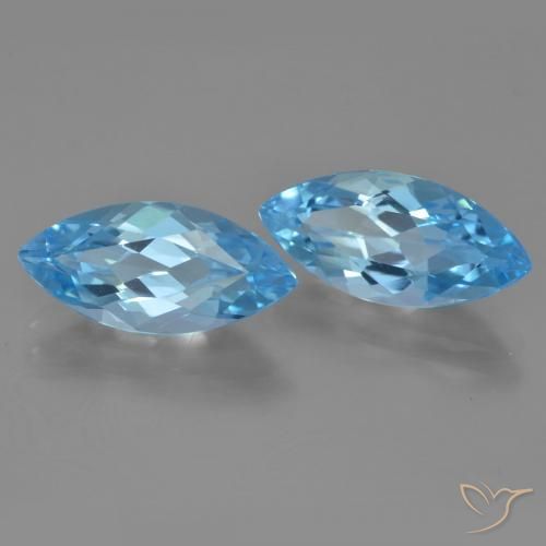 Gemme di Topazio Blu svizzero naturale da 7.46 ct, Taglio marquise, VVS