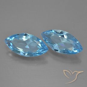 Gemme di Topazio Blu svizzero naturale da 6.26 ct, Taglio marquise, VVS