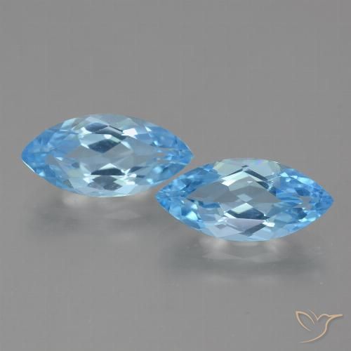 7.21ctw Naturale Celeste Topazio, Taglio marquise, VVS-VS