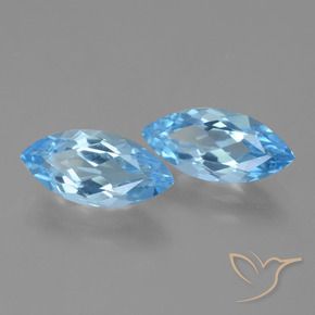 Gemme di Topazio Celeste naturale da 7.21 ct, Taglio marquise, VVS-VS