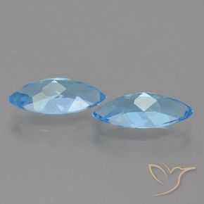Gemme di Topazio Celeste naturale da 7.21 ct, Taglio marquise, VVS-VS