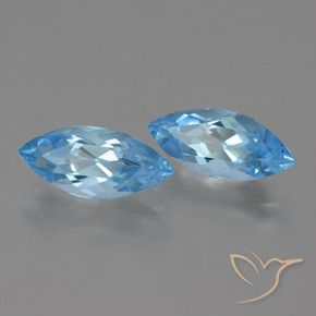 Gemme di Topazio Celeste naturale da 7.34 ct, Taglio marquise, VVS-VS