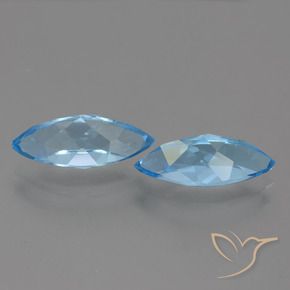 Gemme di Topazio Celeste naturale da 7.34 ct, Taglio marquise, VVS-VS