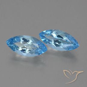 Gemme di Topazio Blu svizzero naturale da 7.17 ct, Taglio marquise, VVS-VS