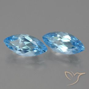 Gemme di Topazio Celeste naturale da 7.95 ct, Taglio marquise, VVS
