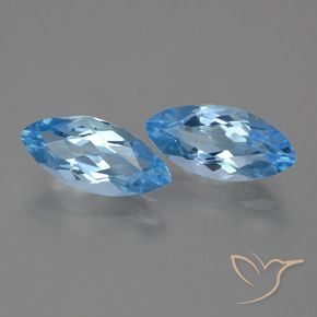 Gemme di Topazio Blu svizzero naturale da 7.89 ct, Taglio marquise, VVS