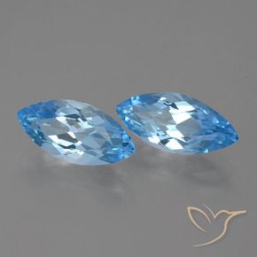 Gemme di Topazio Blu svizzero naturale da 7.57 ct, Taglio marquise, VVS