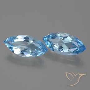 Gemme di Topazio Celeste naturale da 7.34 ct, Taglio marquise, VVS-VS