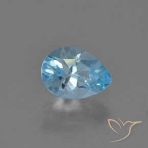 Topazio Celeste naturale da 0.90 ct, Forma a pera, VVS-VS
