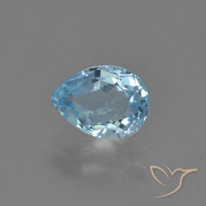 Topazio Celeste naturale da 0.92 ct, Forma a pera, VVS-VS