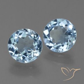 Gemme di Topazio Celeste naturale da 4.39 ct, Rotondo, VVS-VS